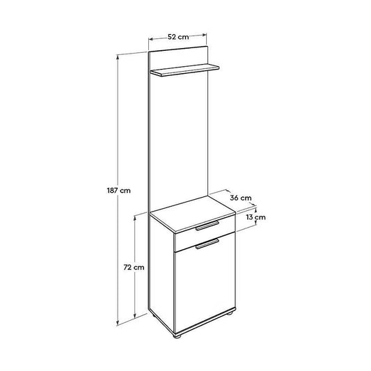 Adore White Hall Stand with Drawer, Hooks & Shoe Cupboard - Entryway Organiser