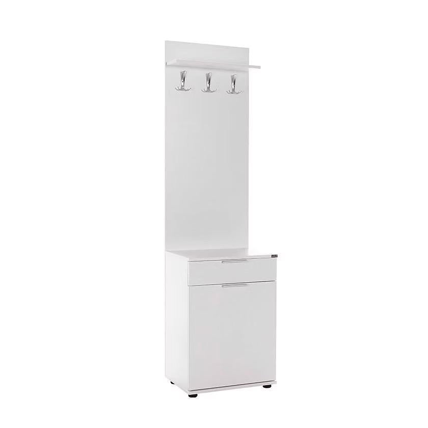 Adore White Hall Stand with Drawer, Hooks & Shoe Cupboard - Entryway Organiser