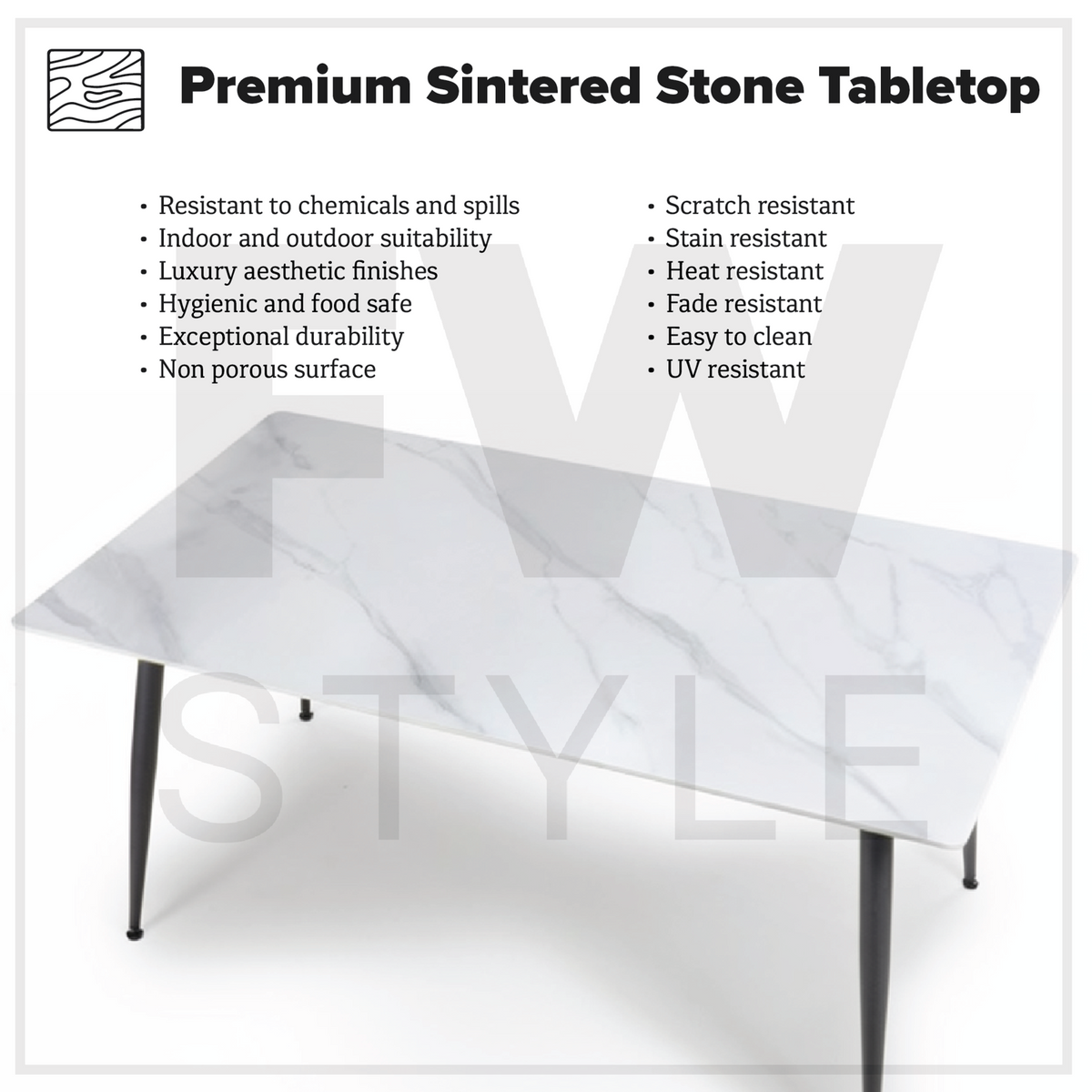 Monaco White Sintered Stone Dining Table With 4 Green Chenille Swivel Chairs