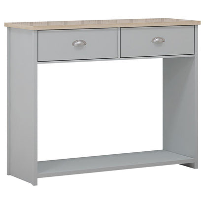 Westbury Farmhouse 2 Drawer Hallway Console Table - Matt Grey & Light Oak