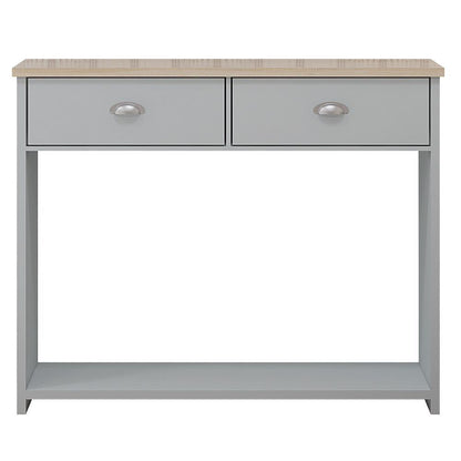 Westbury Farmhouse 2 Drawer Hallway Console Table - Matt Grey & Light Oak