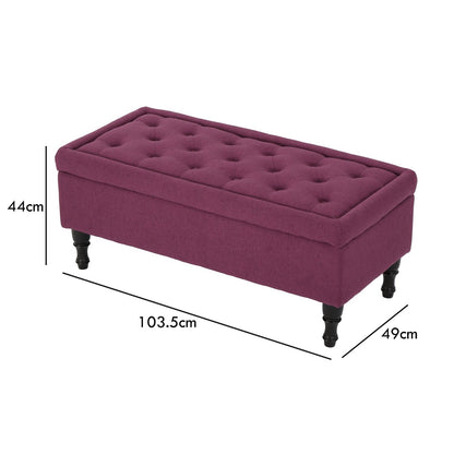 Fuchsia Fabric Ottoman Storage Bench