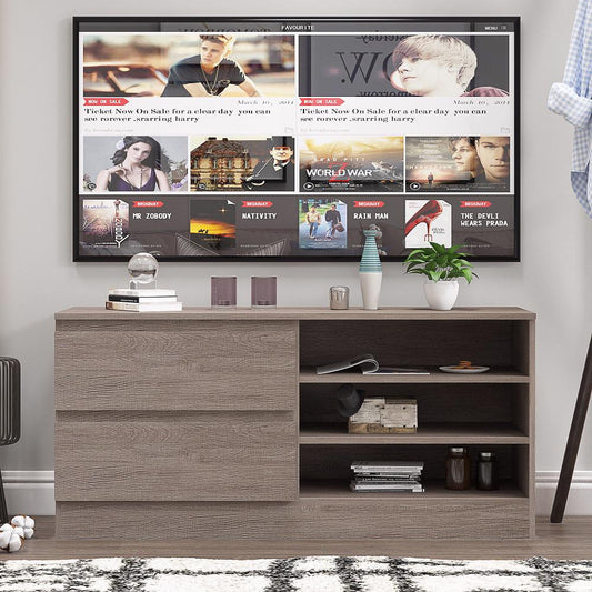 Stora 2 Drawer Entertainment Unit With Storage - For up to 50 inch TV - Rustic Oak