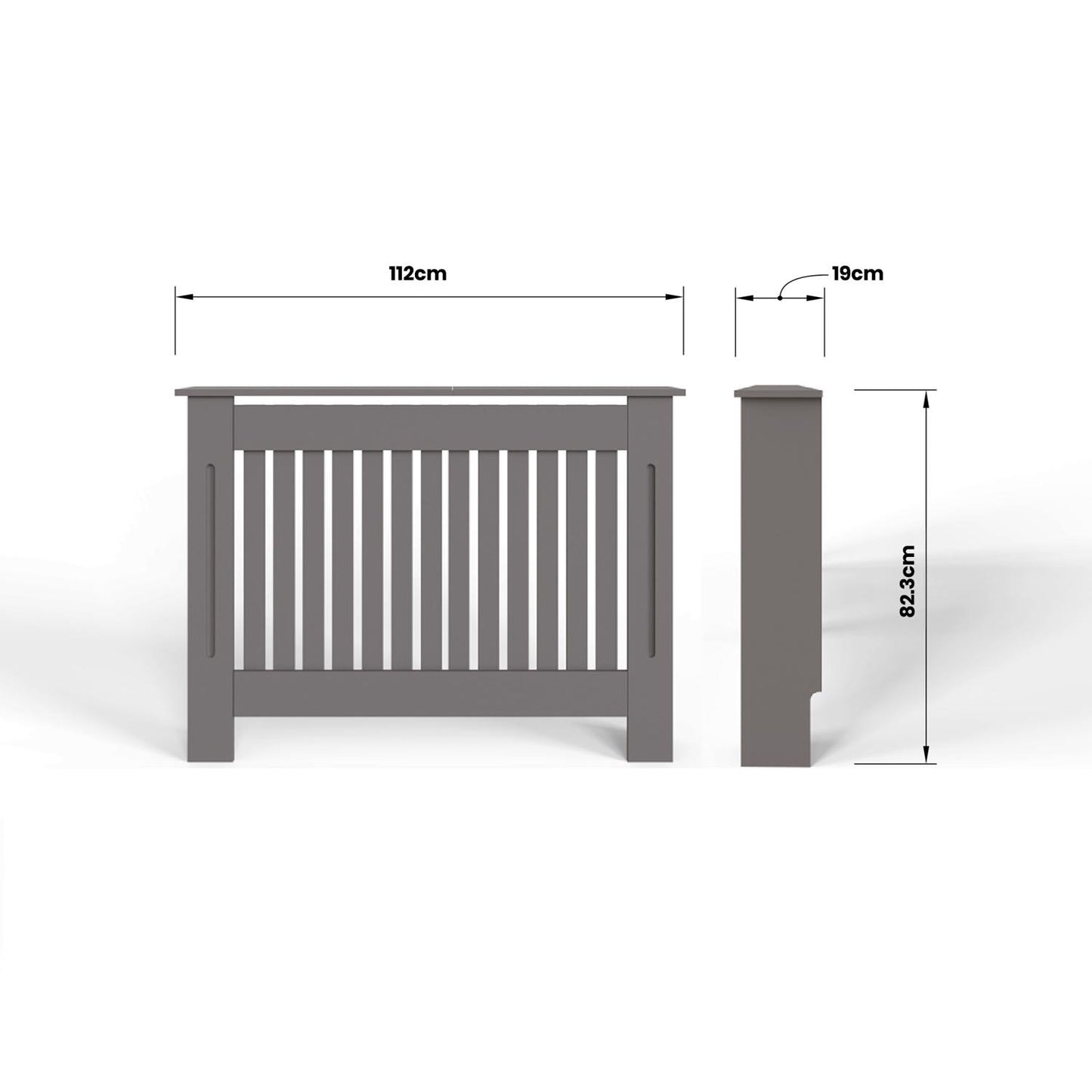 Vertical Slat Medium MDF Grey Radiator Cover