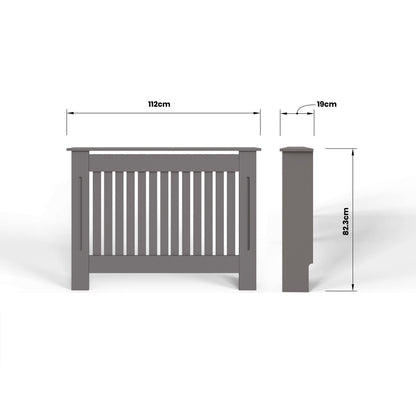 Vertical Slat Medium MDF Grey Radiator Cover