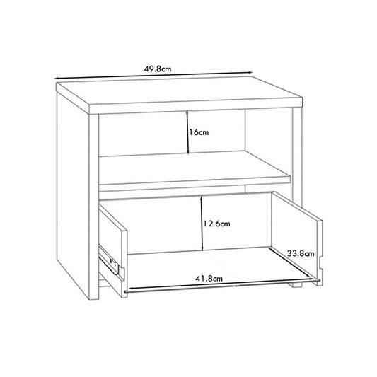 Matt Grey Oak Bedside 1 Drawer With Open Shelf