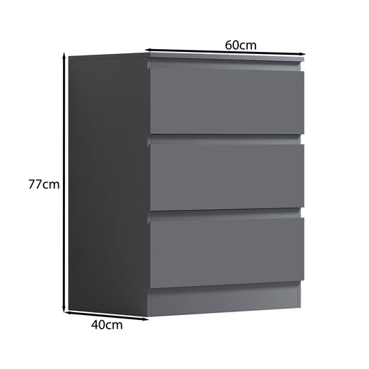 Stora 3 Drawer Chest of Drawers - Matt Dark Grey