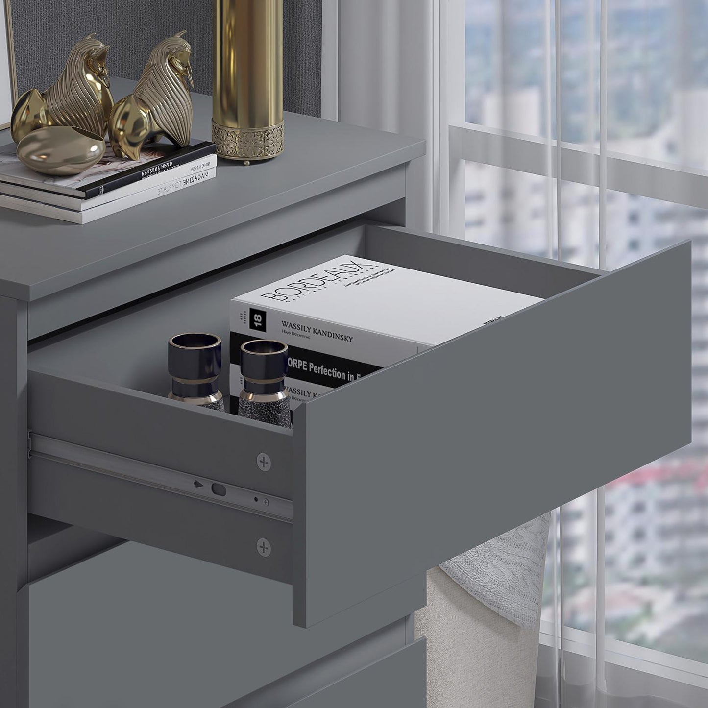 Stora 3 Drawer Chest of Drawers - Matt Dark Grey