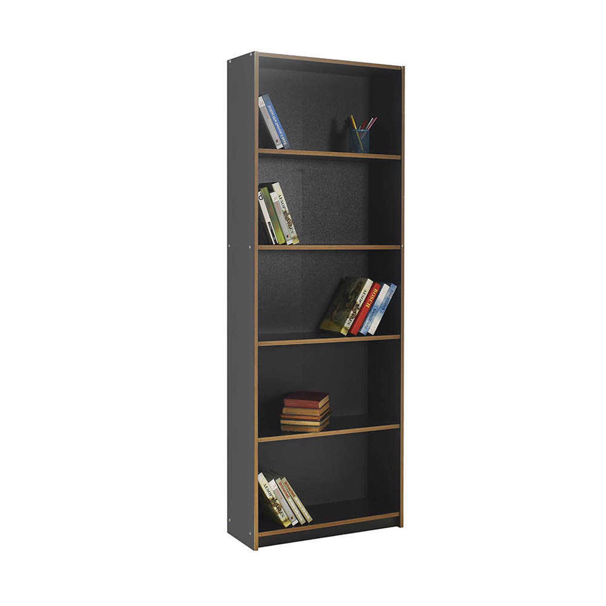 Adore Anthracite Grey Tall 5 Tier Bookcase Shelving Unit
