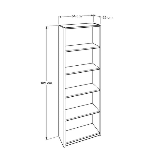 Adore Anthracite Grey Tall 5 Tier Bookcase Shelving Unit