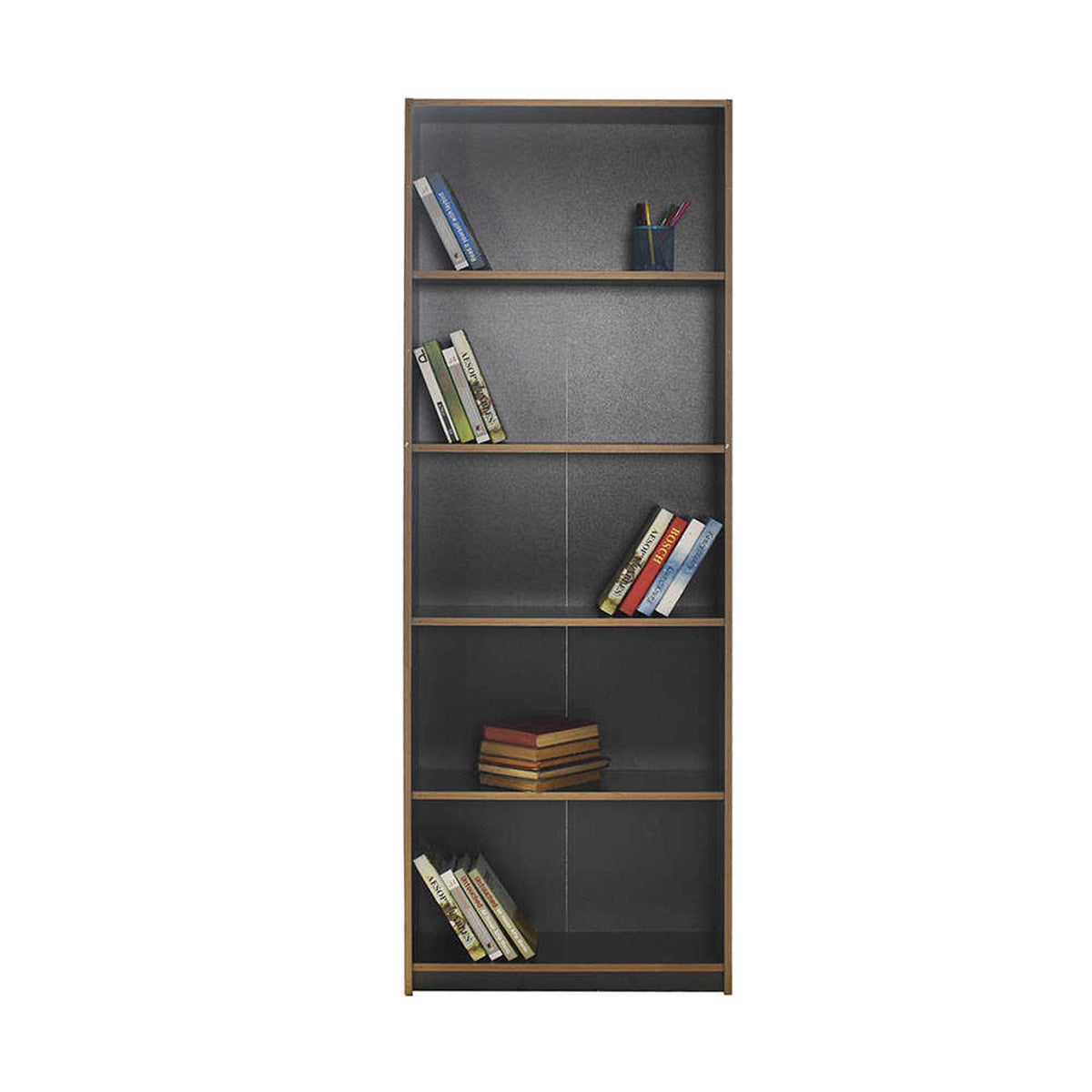 Adore Anthracite Grey Tall 5 Tier Bookcase Shelving Unit