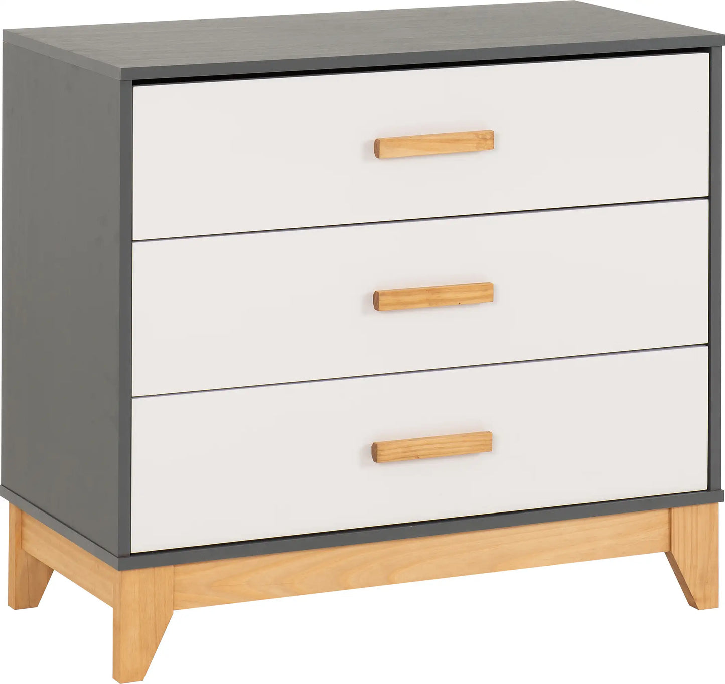 Cleveland 3 Drawer Chest   Whitegrey Metal Effect 2024  01