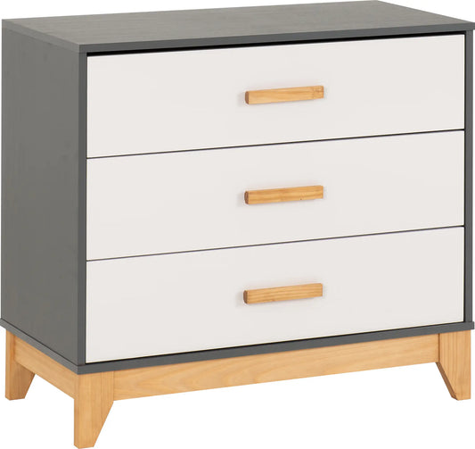 Cleveland 3 Drawer Chest   Whitegrey Metal Effect 2024  01