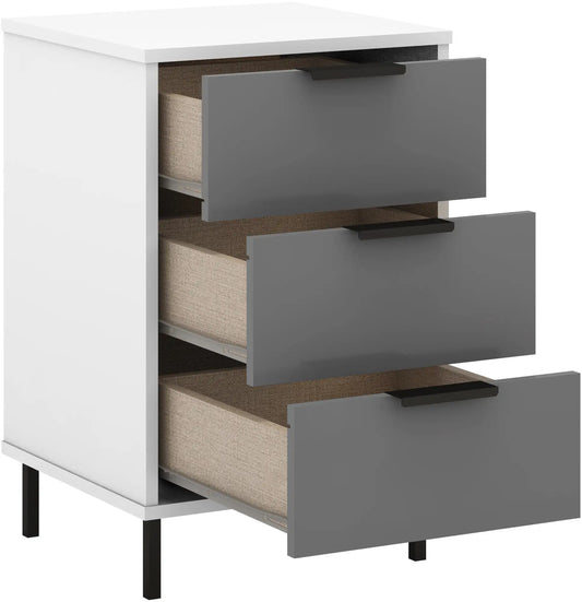 Madrid 3 Drawer Bedside   Greywhite Gloss 2022  F02