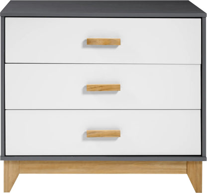 Cleveland 3 Drawer Chest   Whitegrey Metal Effect 2023  F 03