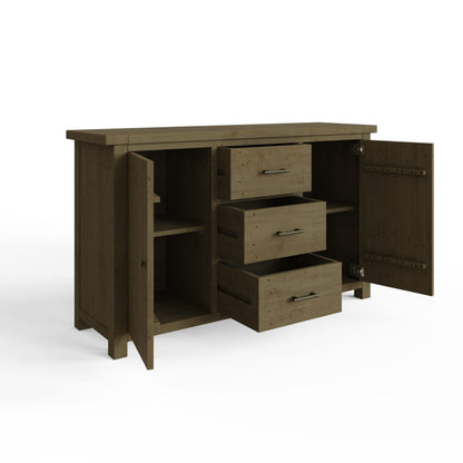 Saltash Large Sideboard 2 Door 3 Drawer - Solid Reclaimed Natural Pine