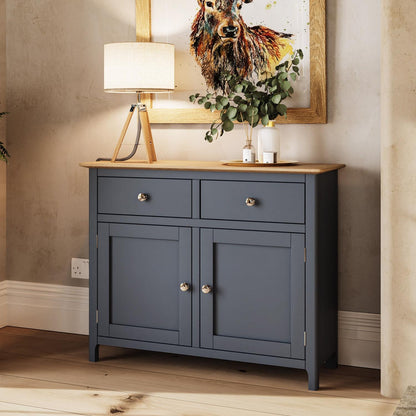 Taberno Oak 2 Door 2 Drawer Sideboard Graphite Blue