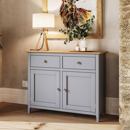 Taberno Oak 2 Door 2 Drawer Sideboard Dove Grey