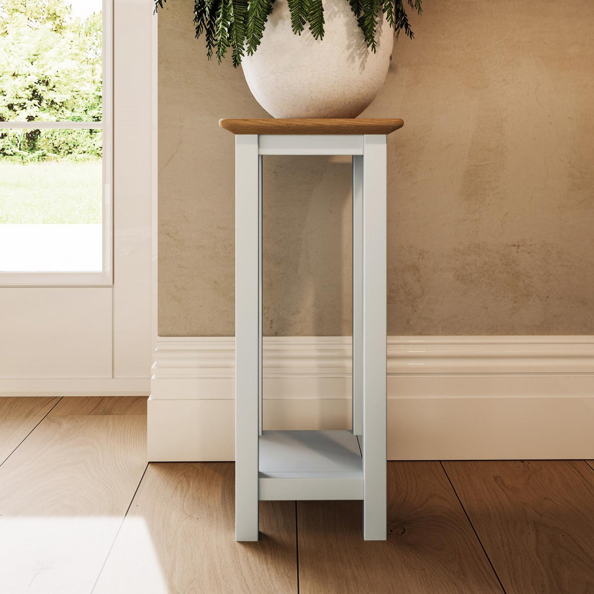 Taberno Oak End Side Table Linen White