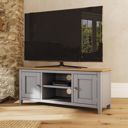 Taberno Oak 2 Door TV Unit Dove Grey