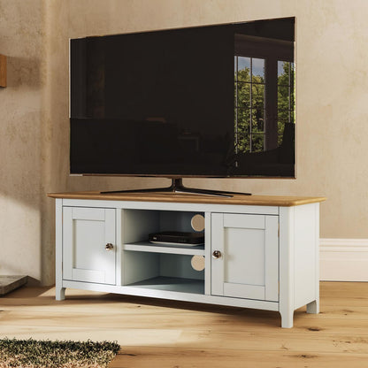 Taberno Oak 2 Door TV Unit Linen White