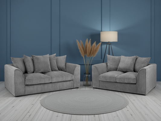 Harley Jumbo 3 + 2 Seater Sofa Set – Grey Fabric