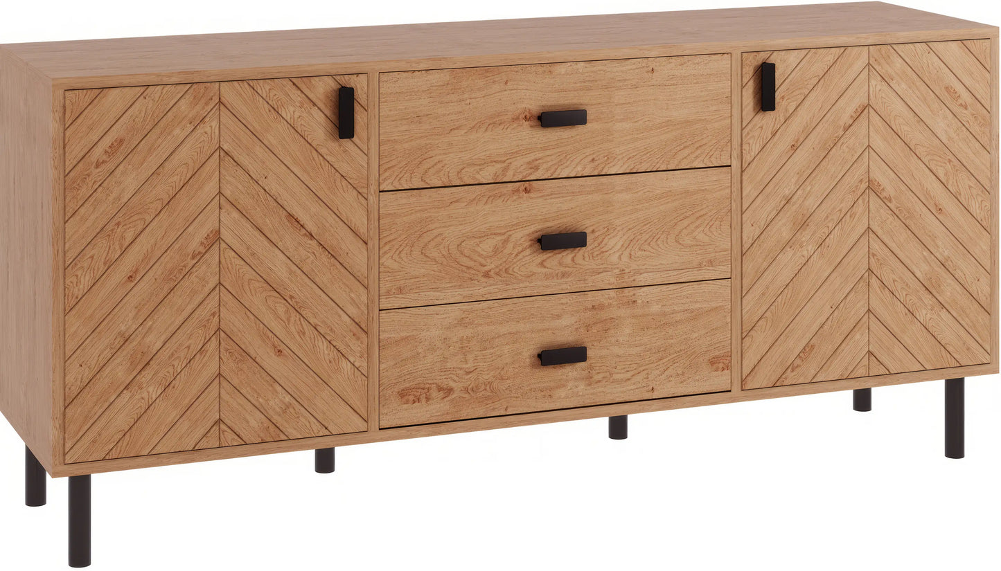 Leon 2 Door 3 Drawer Sideboard   Medium Oak Effect 2023  01 Dx