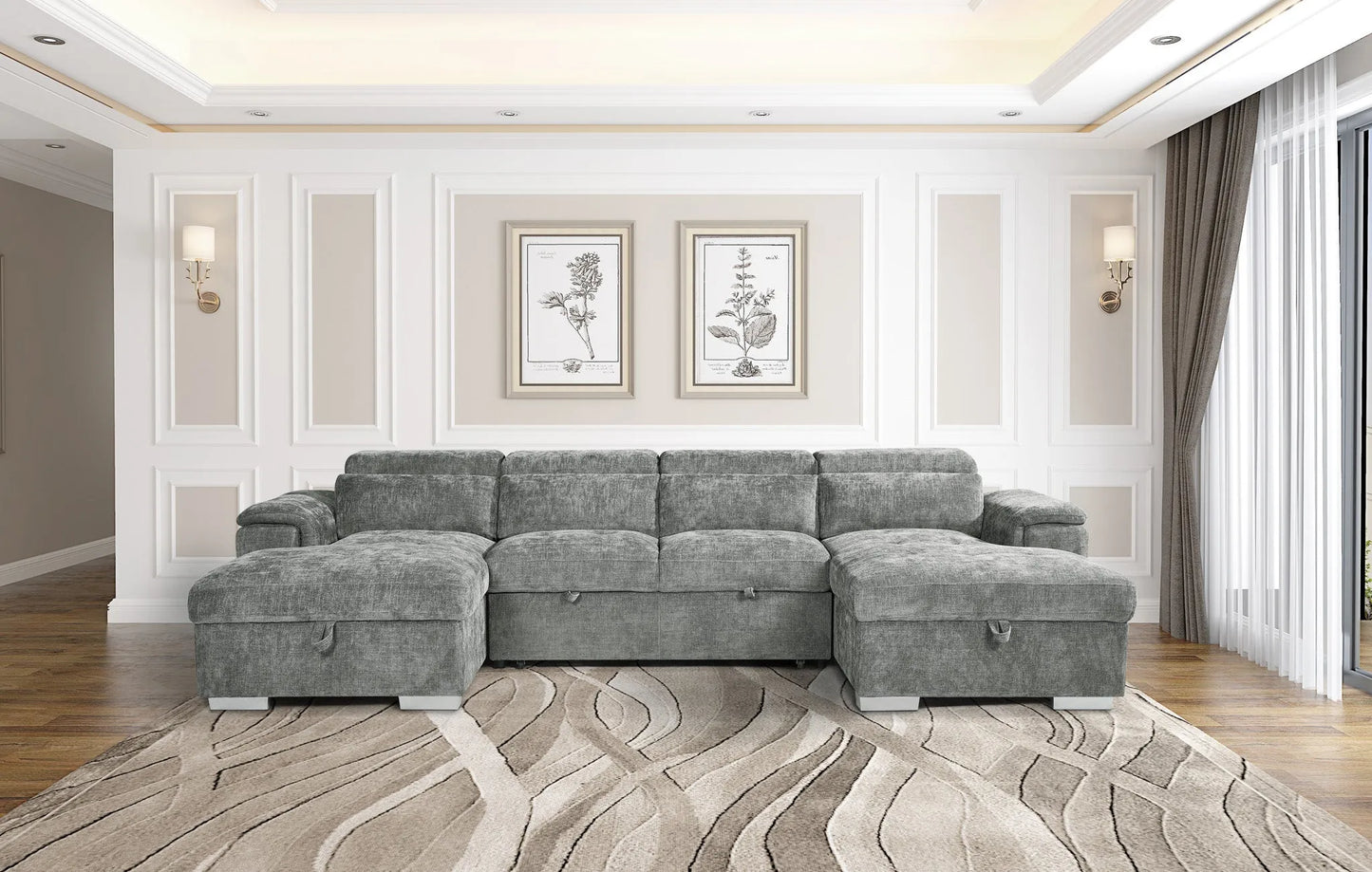 Alaya U-Shape Corner Sofabed – Grey