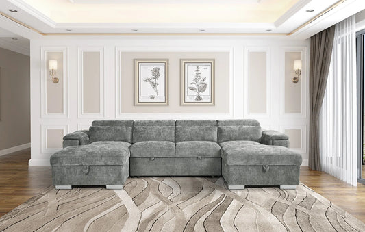 Alaya U-Shape Corner Sofabed – Grey