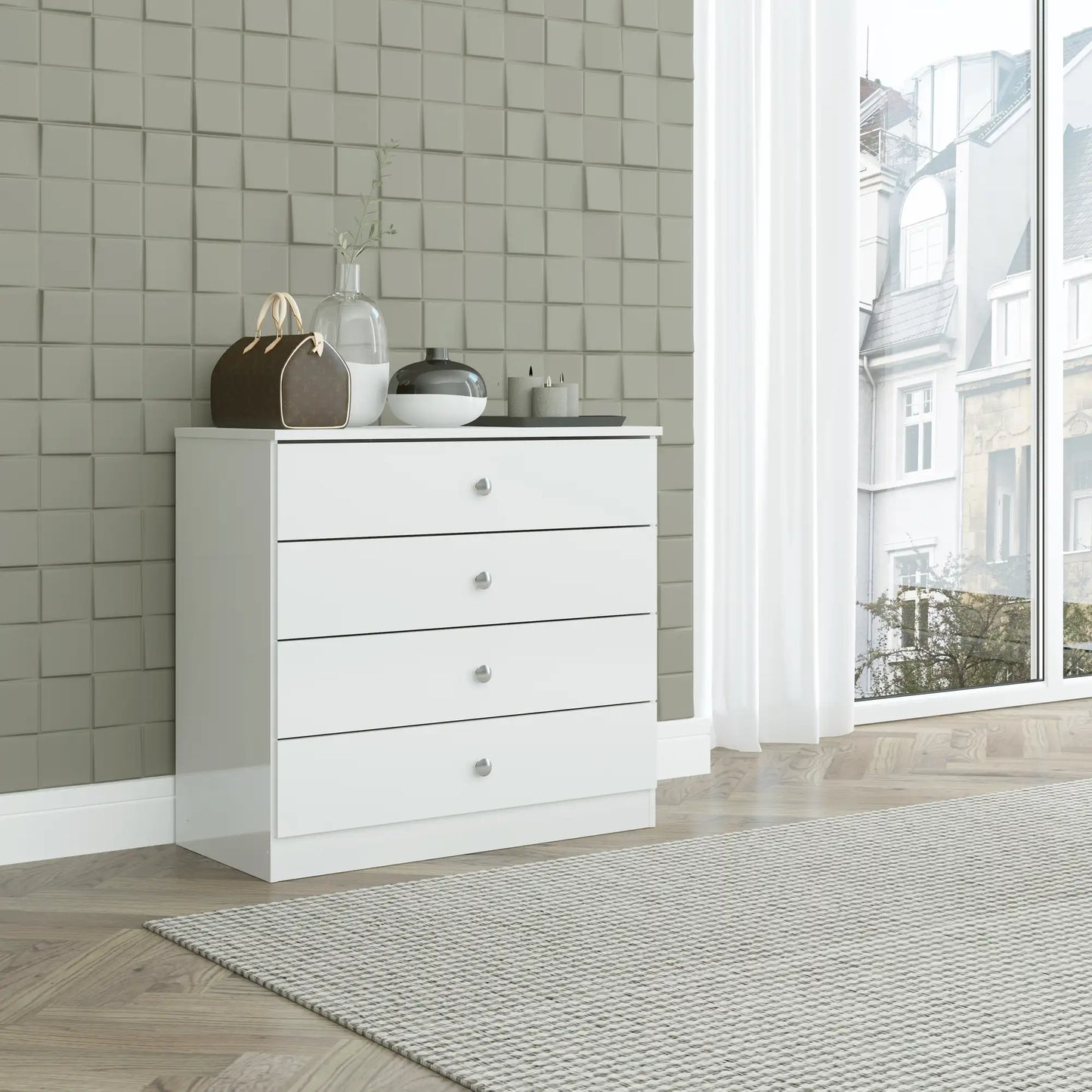 Denver 4 Drawer Chest   White Gloss 2024  F07