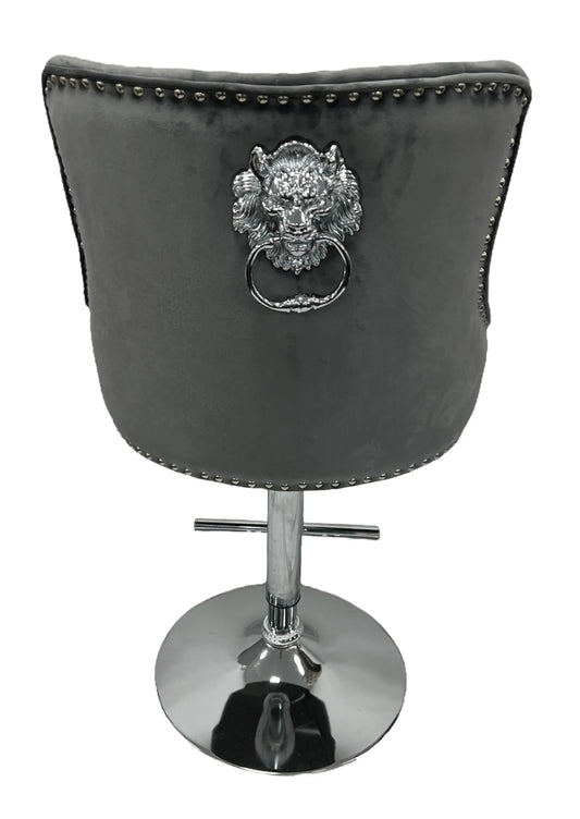 Chelsea Lion Knocker Grey Bar Stool