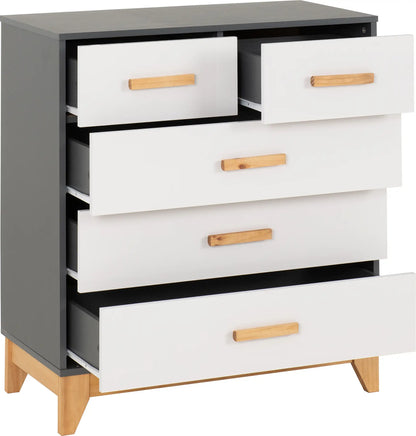 Cleveland 3+2 Drawer Chest   Whitegrey Metal Effect 2024  02