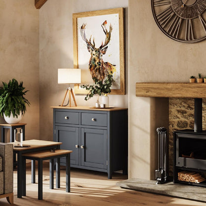 Taberno Oak 2 Door 2 Drawer Sideboard Graphite Blue