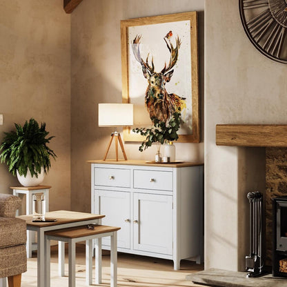 Taberno Oak 2 Door 2 Drawer Sideboard Linen White