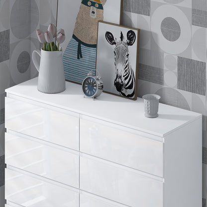 Stora 8 Drawer Wide 4+4 Chest Of Drawers - White Gloss Front