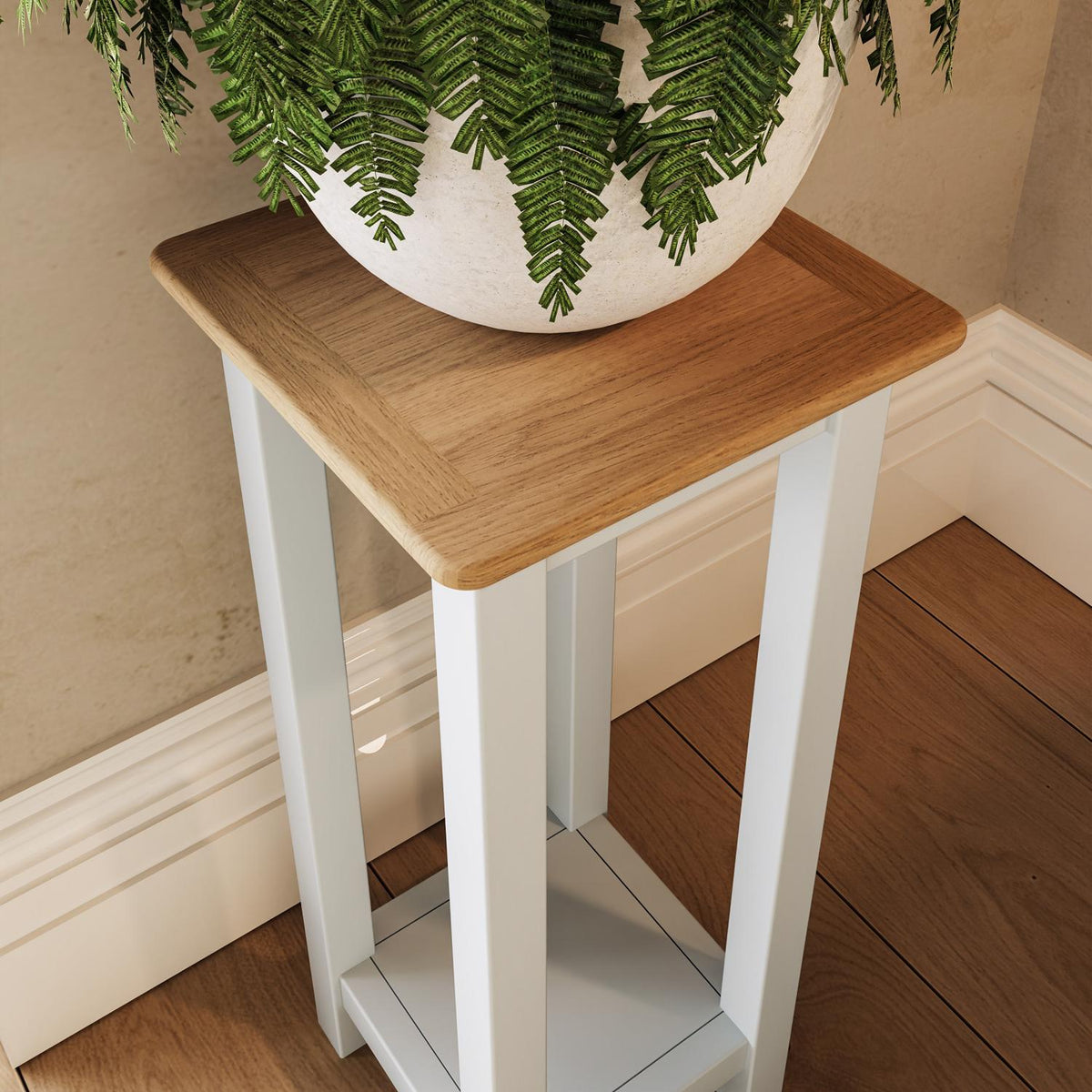 Taberno Oak End Side Table Linen White