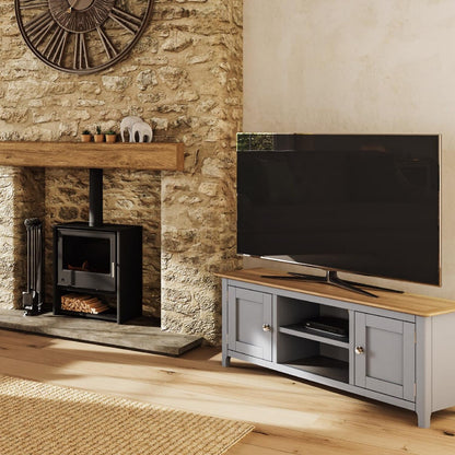 Taberno Oak 2 Door TV Unit Dove Grey