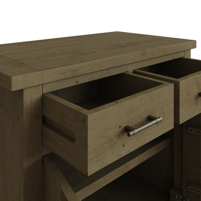 Saltash Compact Sideboard 2 Door 2 Drawer - Solid Reclaimed Natural Pine