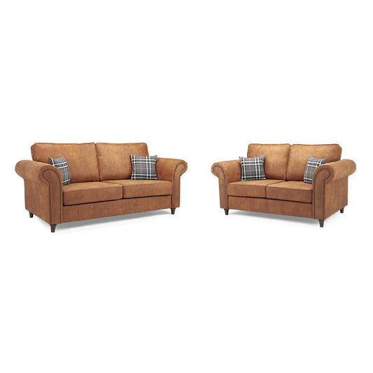 Oakland Leather Sofa Set – 3+2 Seater (Tan)