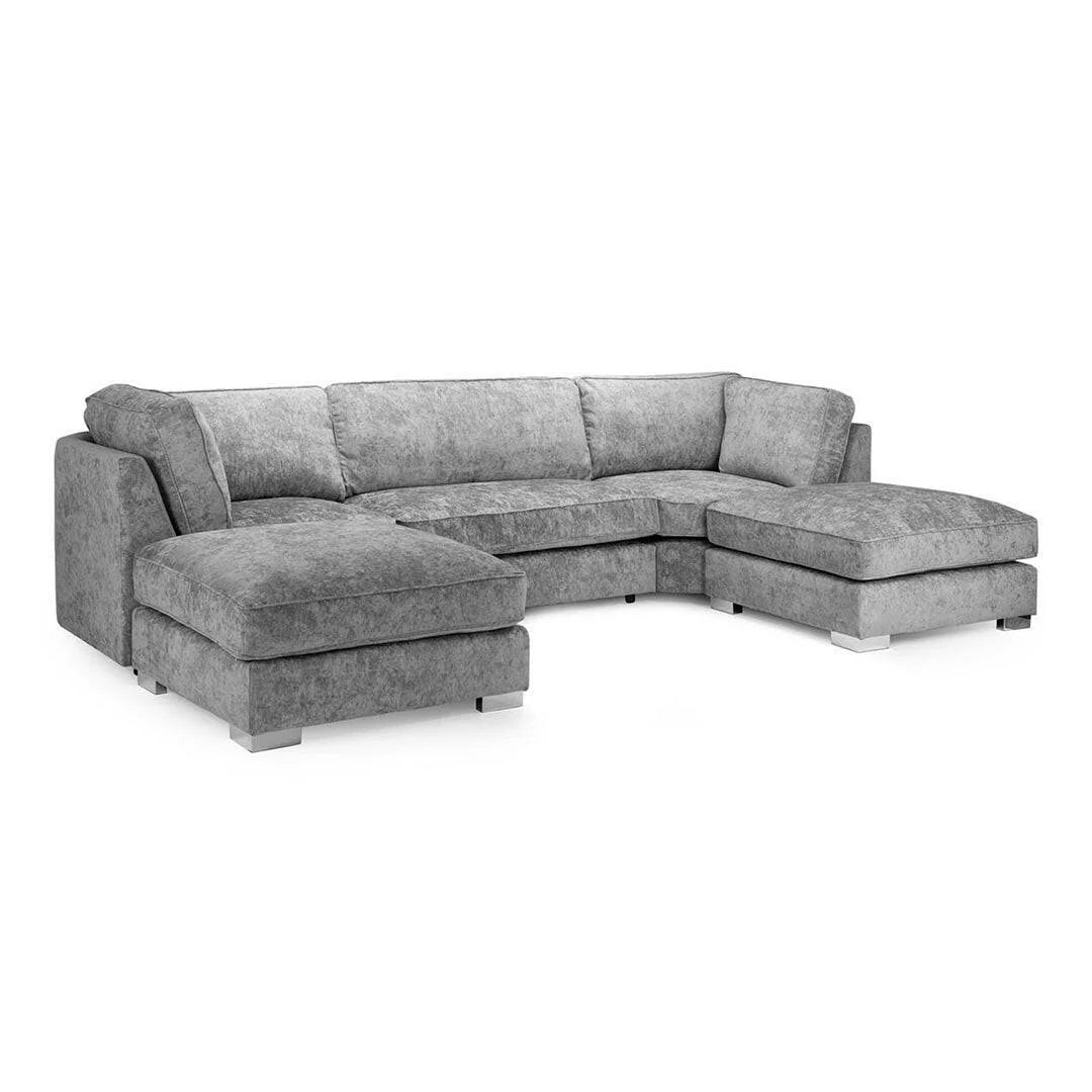 Bishop Fullback U Shape Sofa - Silver