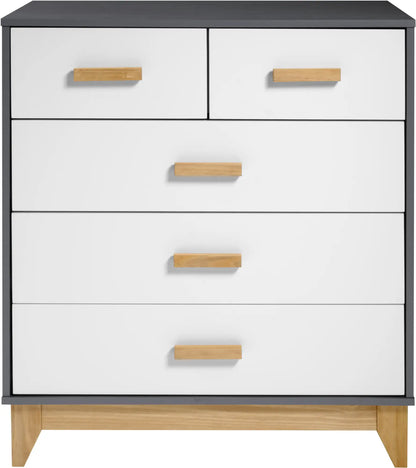 Cleveland 3+2 Drawer Chest   Whitegrey Metal Effect 2023  F 03