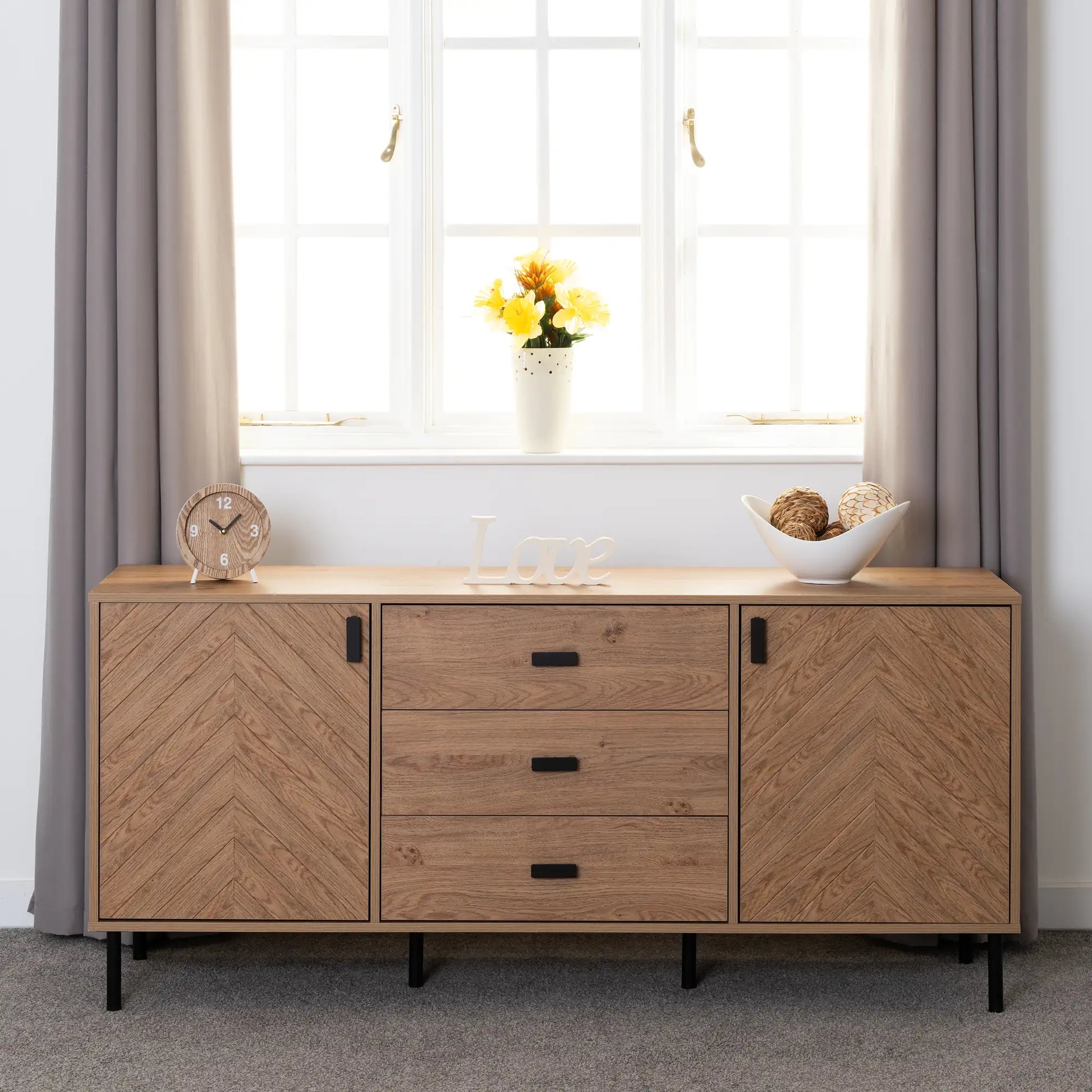 Leon 2 Door 3 Drawer Sideboard   Medium Oak Effect 2023  07