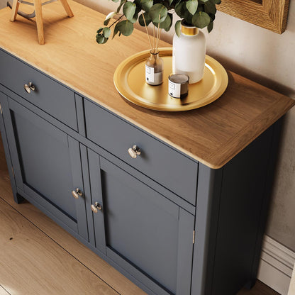 Taberno Oak 2 Door 2 Drawer Sideboard Graphite Blue