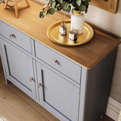 Taberno Oak 2 Door 2 Drawer Sideboard Dove Grey