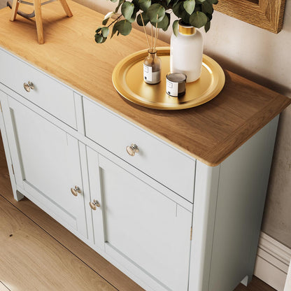 Taberno Oak 2 Door 2 Drawer Sideboard Linen White