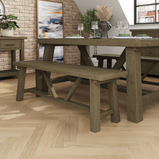Saltash 1.4m Dining Bench - Solid Reclaimed Natural Pine