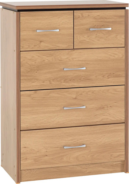 Charles 3+2 Drawer Chest Oak Effect Veneer 2021  01