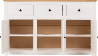Panama 3 Door 3 Drawer Sideboard   Whitenatural Wax 2023  04