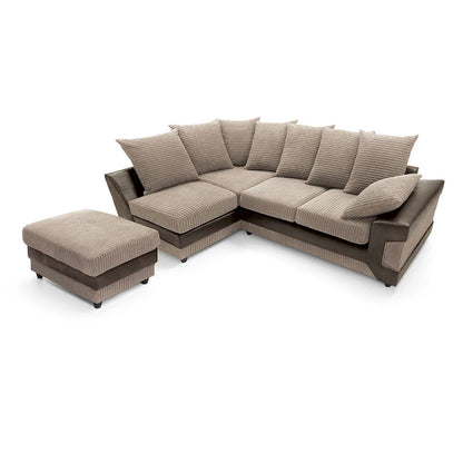 Dino Jumbo Cord Corner Sofa – Beige Brown
