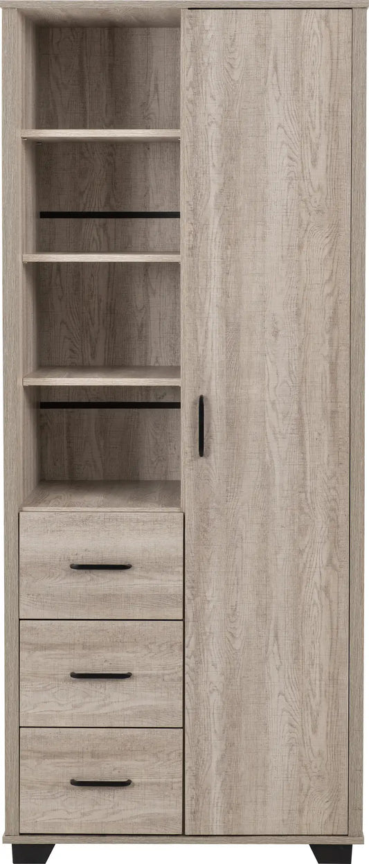 Oliver 1 Door 3 Drawer Open Shelf Wardrobe   Light Oak Effect 2023  02